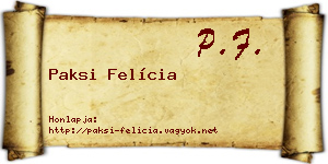 Paksi Felícia névjegykártya
